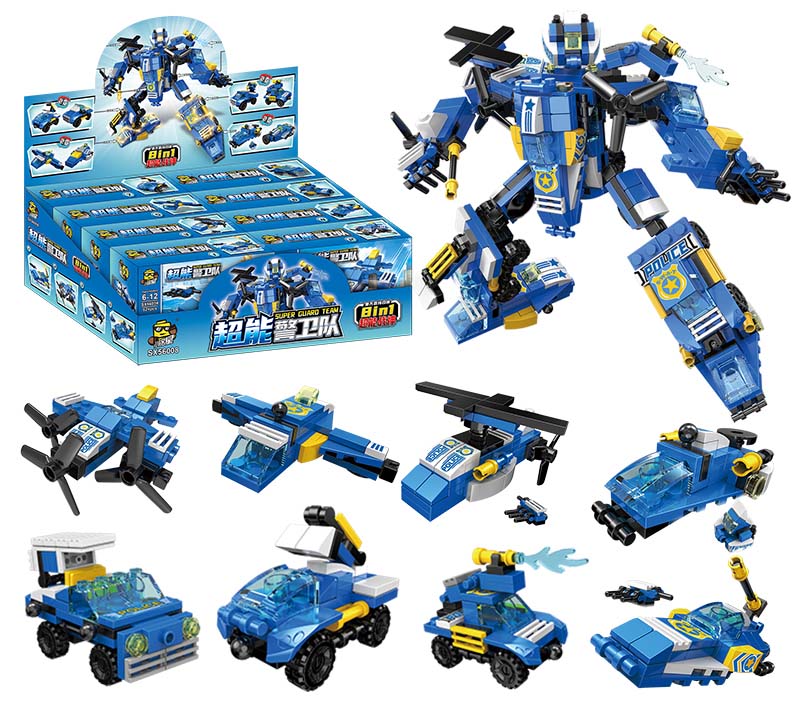 Z-F5.6 TOY2581-013 Building Block Set Robot 8 in 1 - 8pcs in Display