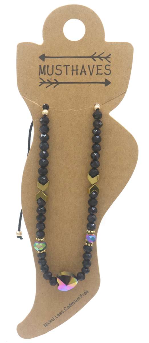 I-E9.2  ANK830-086-2 Anklet Heart Black