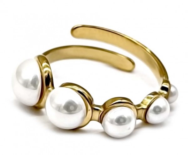 D-D4.4 R77-308G S. Steel Ring Pearls Adjustable