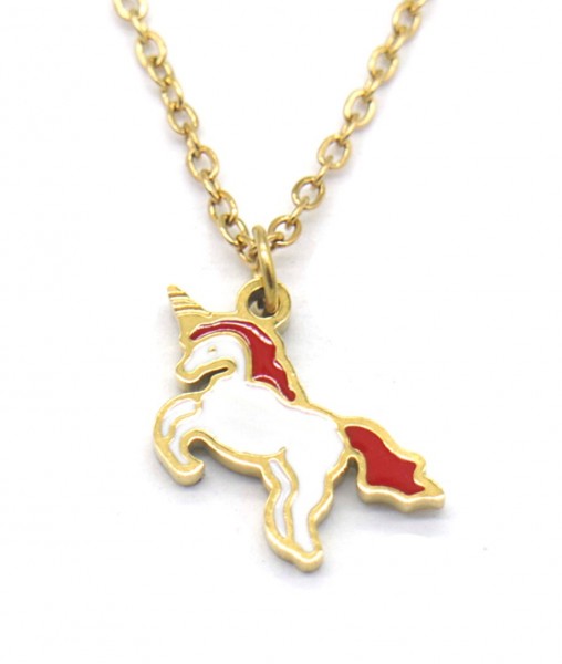 H-E20.2 N221-306G S. Steel Kids Necklace 15mm Unicorn 35-41c