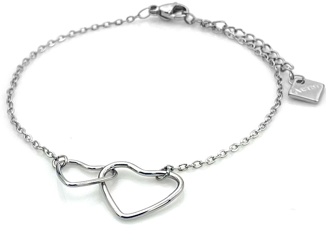 B-E18.1 B1139-001S S. Steel Bracelet Hearts 16-21cm