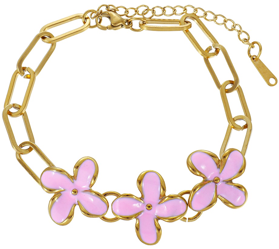 G-F9.1  B2616-090G S. Steel Bracelet Flowers 16-21cm
