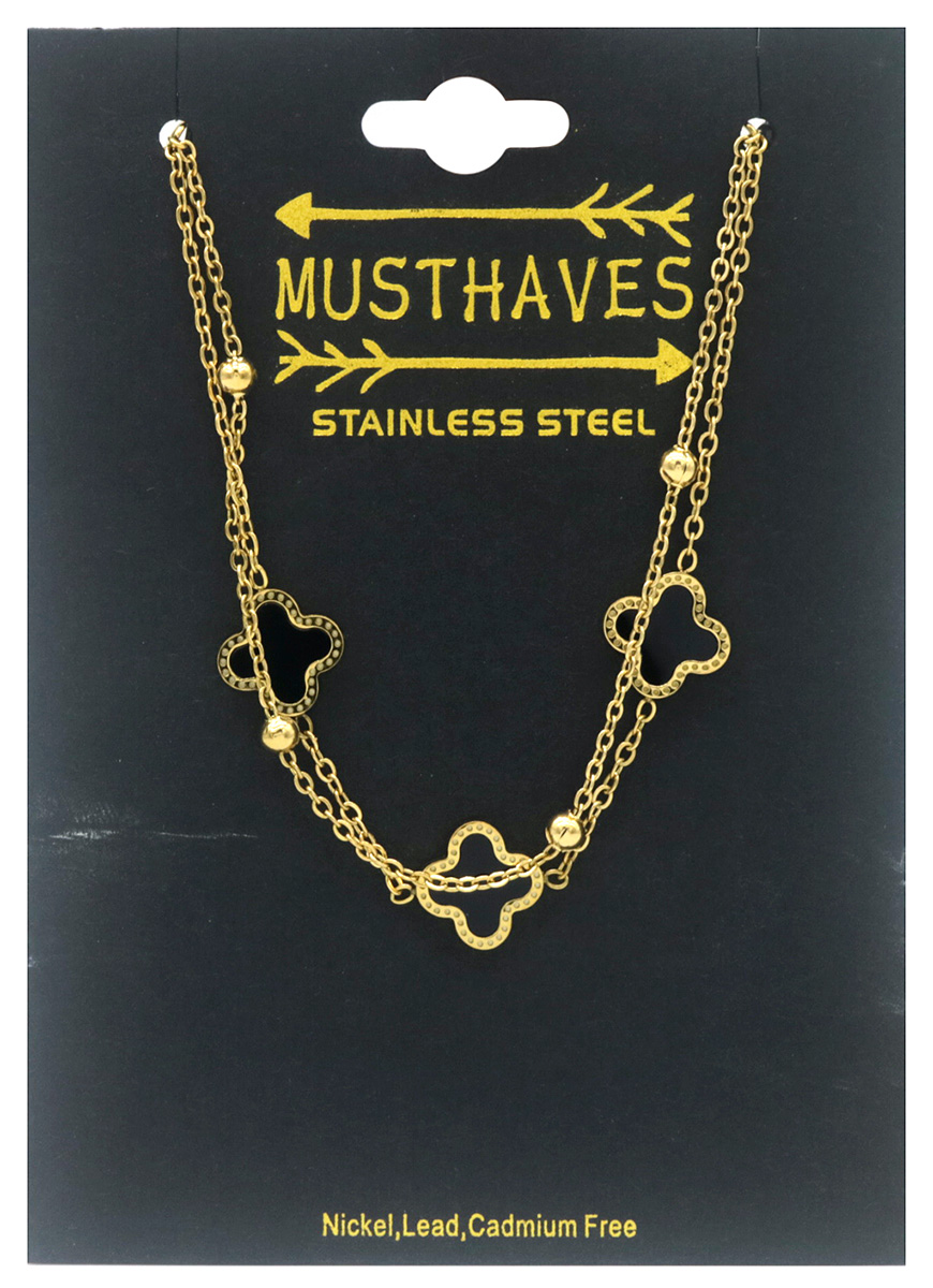 G-B19.5 B089-017G S. Steel Bracelet Clovers