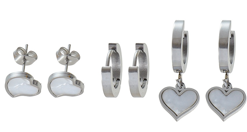 B-B7.3 E1131-131S S. Steel Earring Set 3 Pairs