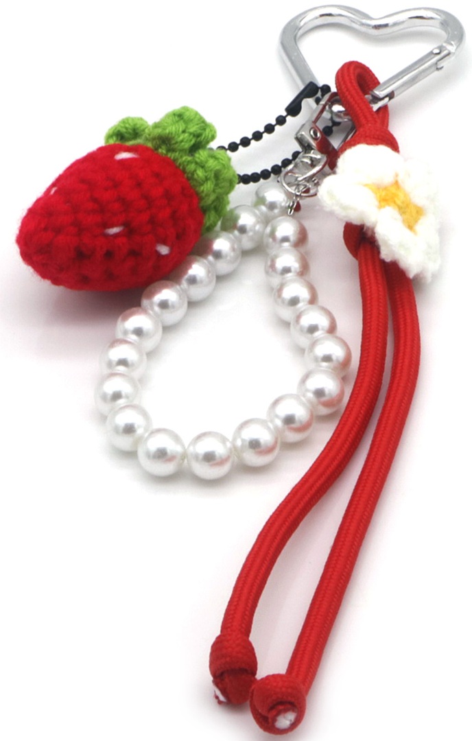 X-E4.1 KEY1025-001 Keychain Bagcharm Knitted Strawberry