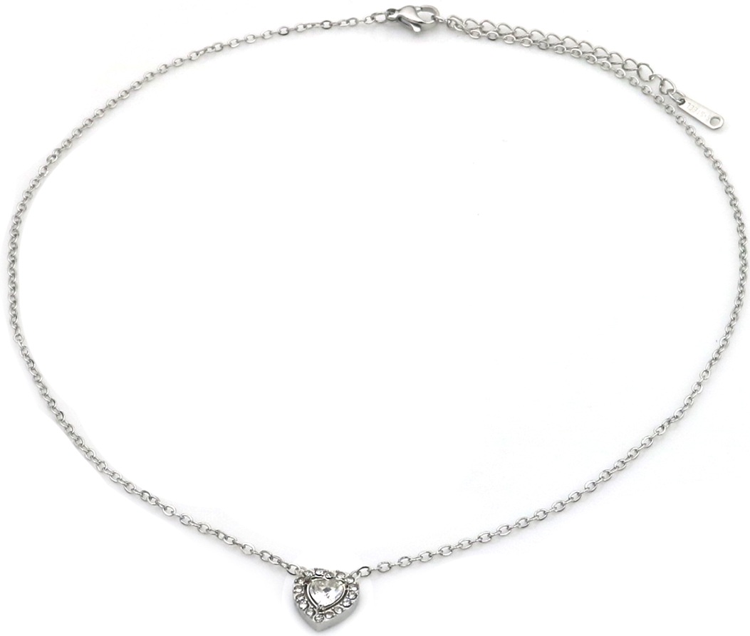 F-C5.2 N2591-036S S. Steel Necklace Crystals Heart 40-45cm