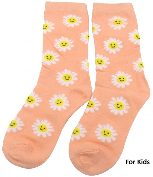 S-H6.1 SOCK633-002 Flowers Size 33-38 For Kids