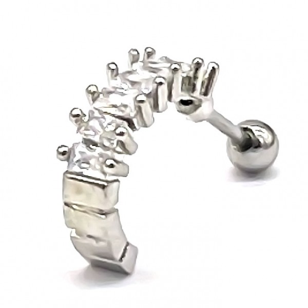 C-A20.1 E620-012S S. Steel 316L CZ Ear Piercing 11mm C-A20.1 E620-012S S. Steel 316L CZ Ear Piercing 11mm