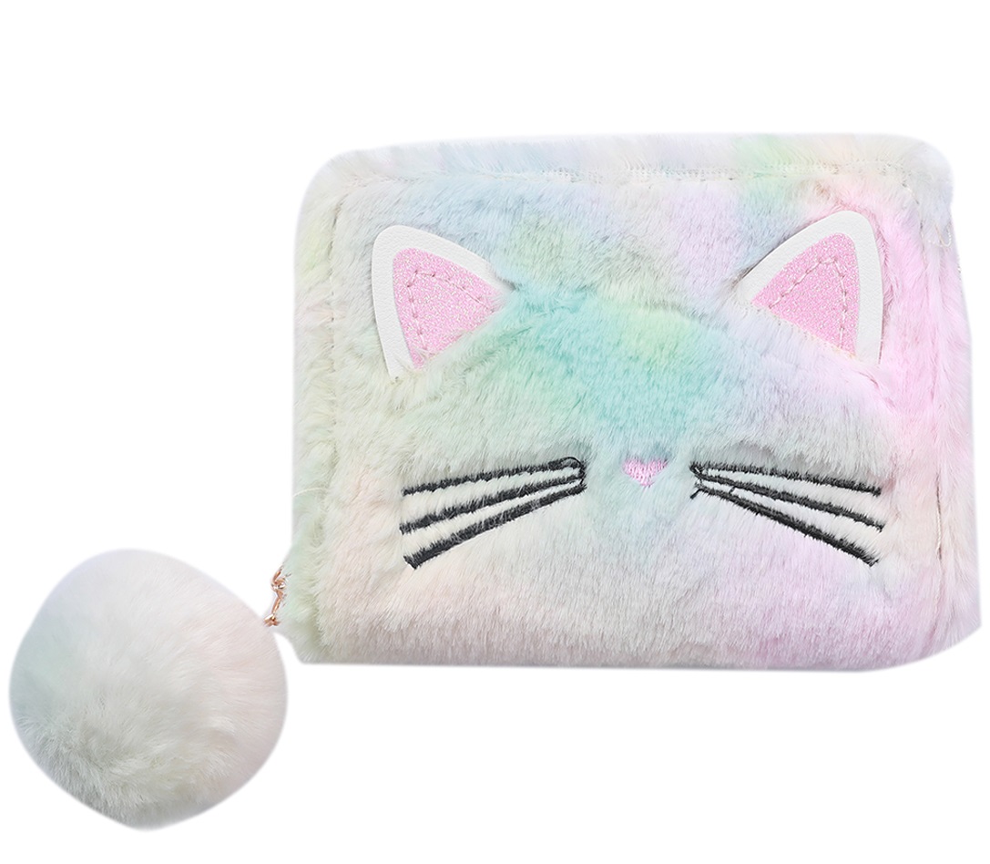 X-D9.1 WA527-003B Fluffy Wallet Cat 14x9x2cm
