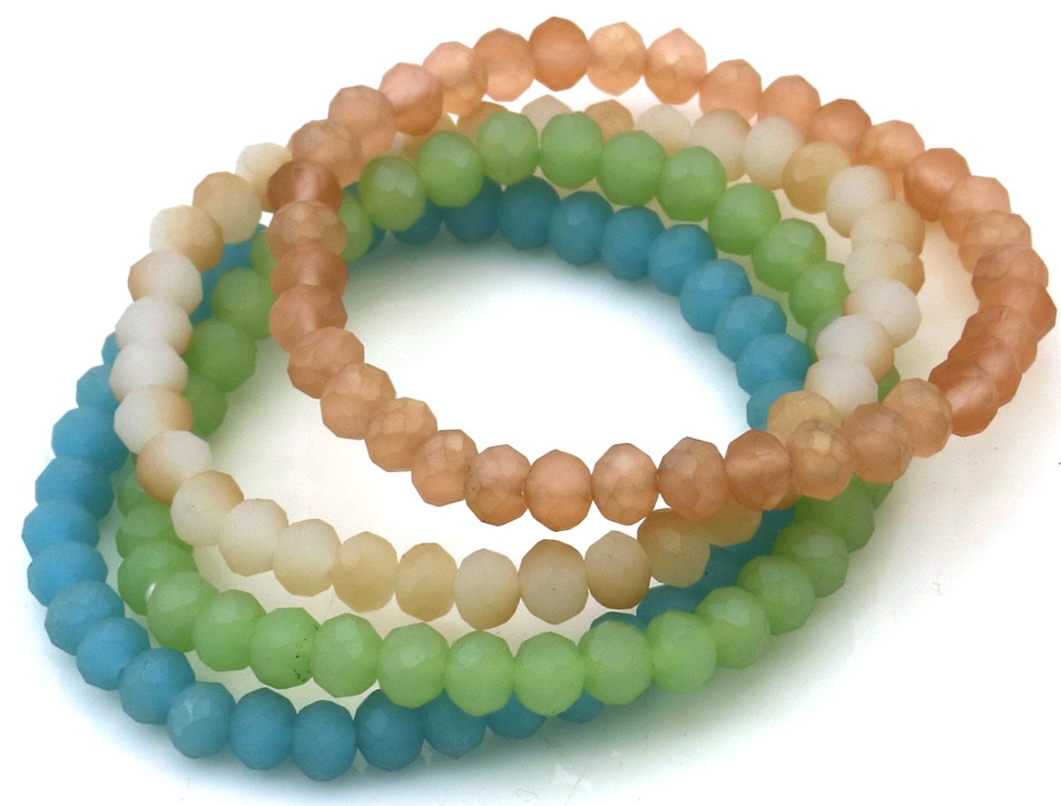 G-C16.2 B2565-001-11 Faceted Glass Bracelets 6mm - Set 4pcs Multi