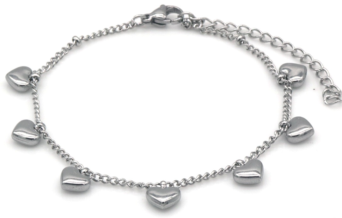 C-A18.5 B2583-019S S. Steel Bracelet Hearts 16-21cm