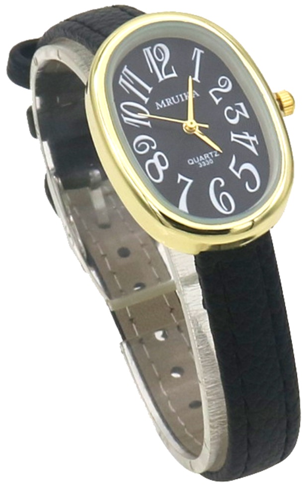 A-D4.2 W001-033-2 Quartz Watch PU Strap 36x22mm Black
