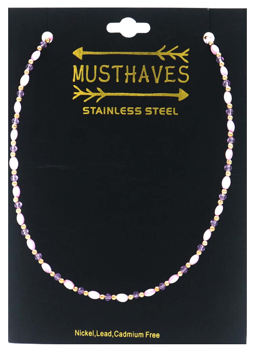B-E6.4 N830-027-2 S. Steel Necklace Purple