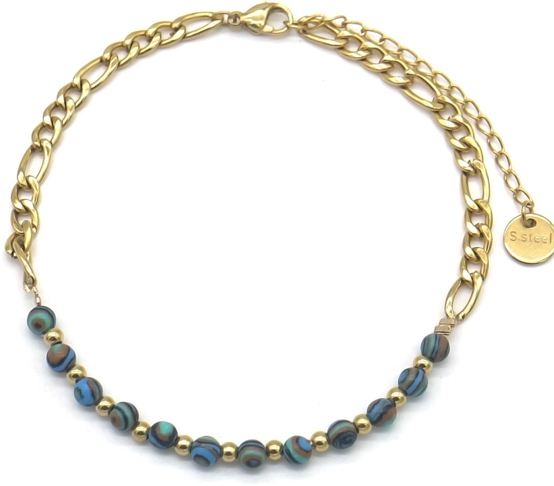 E-C8.1 ANK103-004-1 S. Steel Anklet Stones