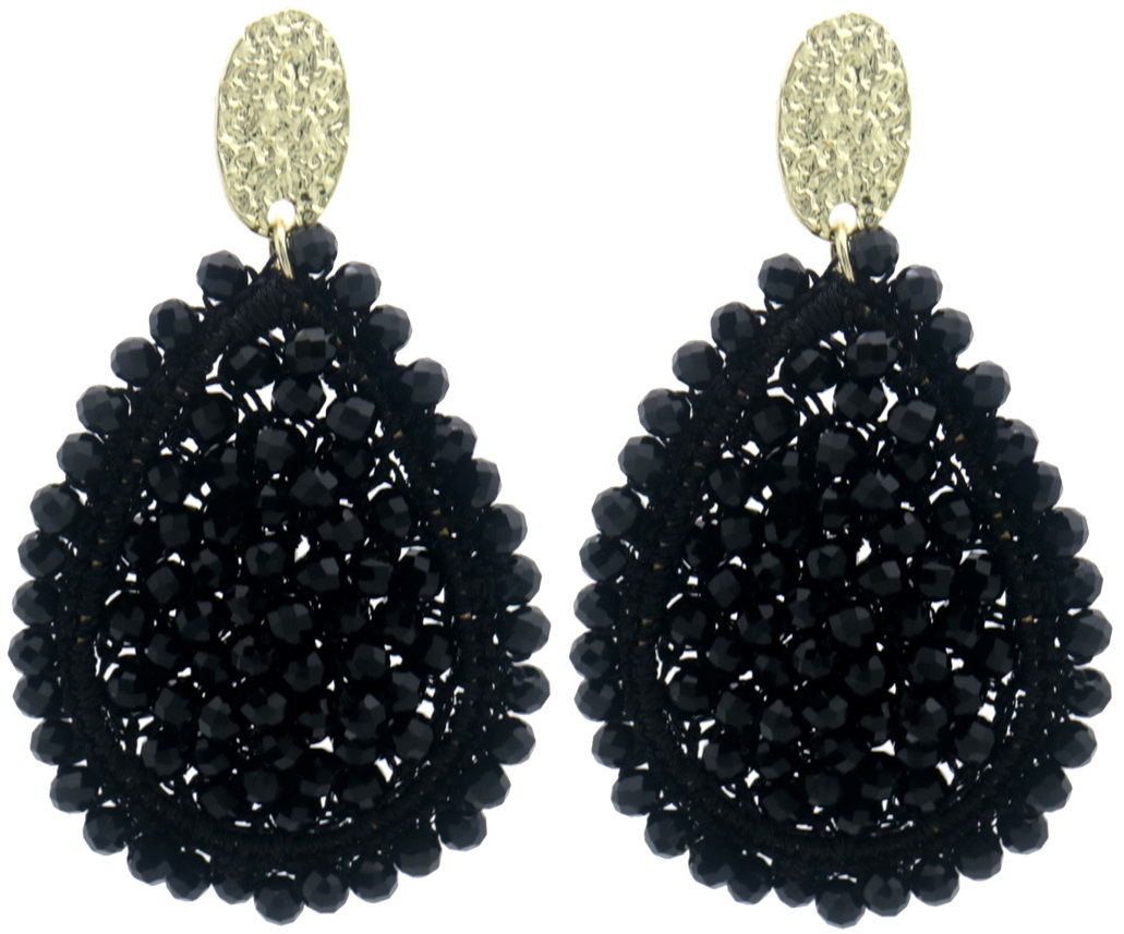 E-B12.1 E007-059-1 Earrings Faceted Glass Beads 7x4cm