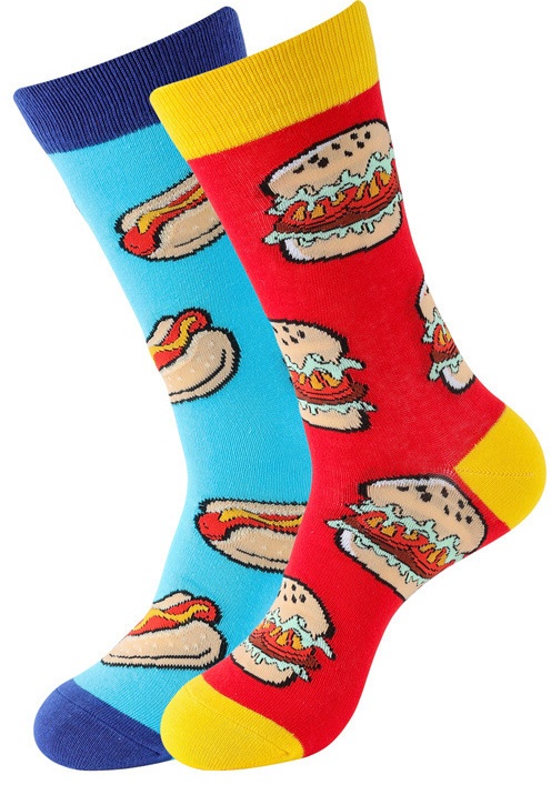 S-F6.1  SOCKS2316-095-3 Pair of Socks Size 38-45 Hotdogs-Hamburgers
