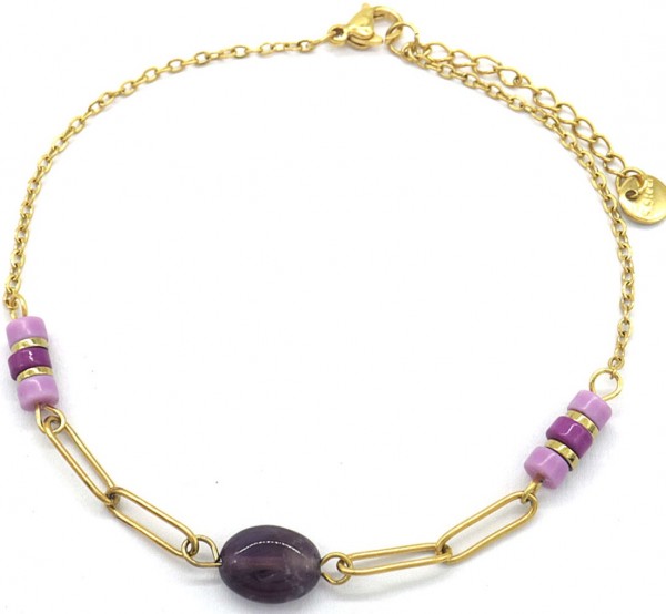 D-F17.3 ANK626-003 S. Steel Anklet Purple