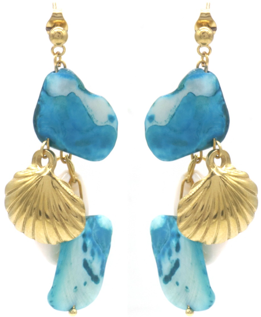 J-E7.2 E074-100G S. Steel Earrings Shells 6cm