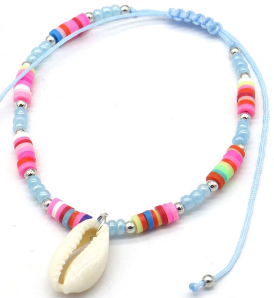 E-E15.1 ANK627-019 Anklet Shell Blue