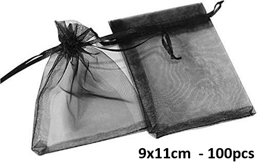 T-B6.1 PK1032-009 Organza Bag 9x11cm Black - 100pcs T-B6.1 PK1032-009 Organza Bag 9x11cm Black - 100pcs