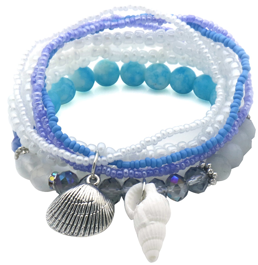 F-F2.1  B2529-052-1 Bracelet Set Glassbeads Shell