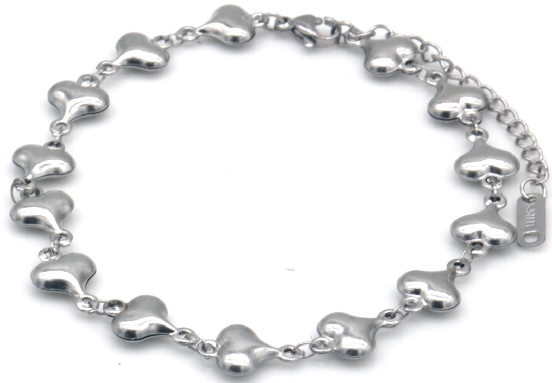 H-B7.4 ANK1033-002S S. Steel Anklet Hearts
