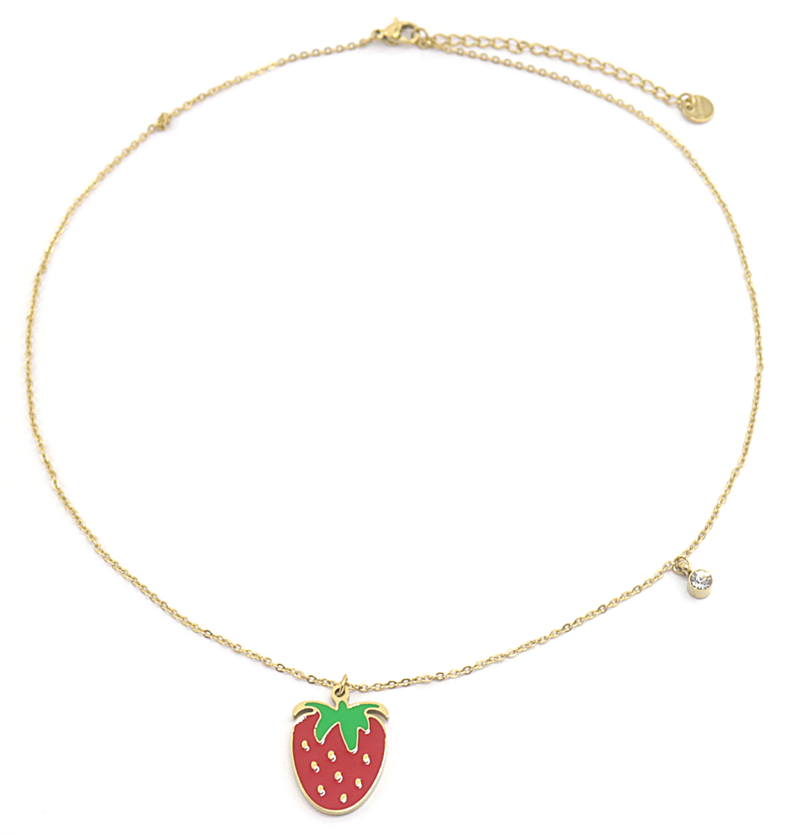 C-E22.2 N038-003G S. Steel Kids Necklace 20mm Strawberry 35-41cm