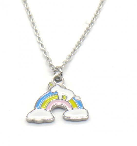 H-D22.1 N221-309S S. Steel Kids Necklace 15mm Rainbow 35-41cm