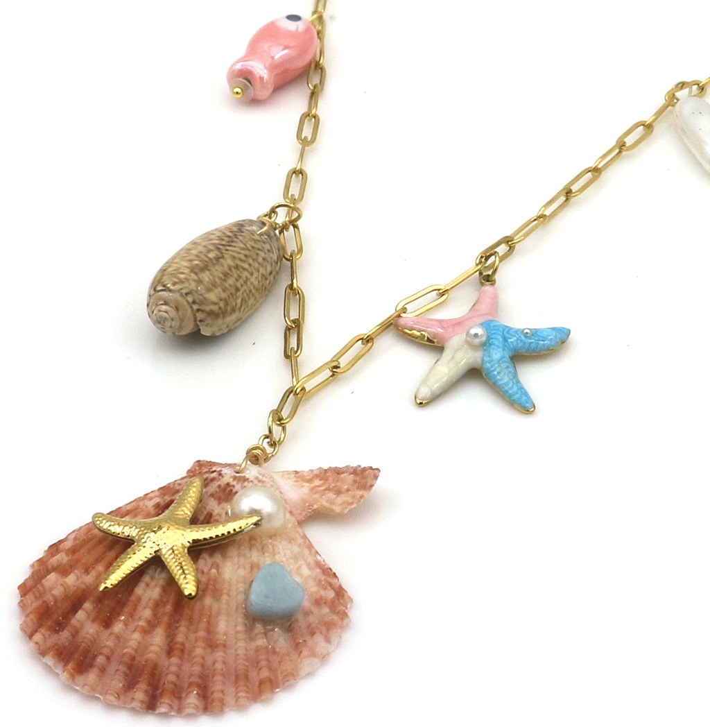 B-C24.1 N098-042 S. Steel Necklace Large Charms 40-45cm