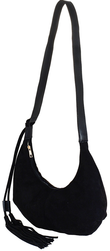 T-H8.1 BAG1021-011-2 PU Shoulder Bag with Tassel 38x30cm Black