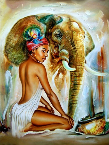 J-E2.1 DP2280254  Diamond Painting Elephant 50x40cm - Square Stones