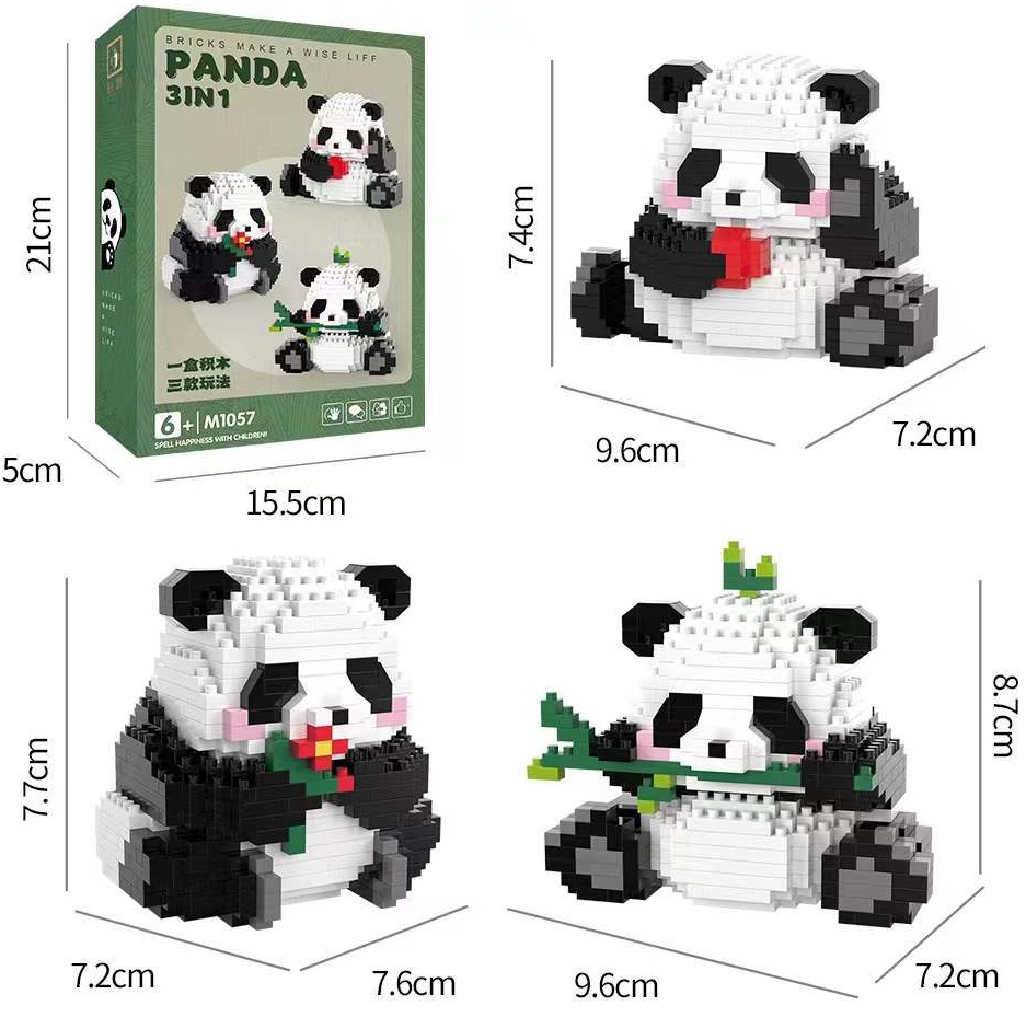 K-F7.1 M1057 Mini Building Block Puzzel Panda 3 in 1 
