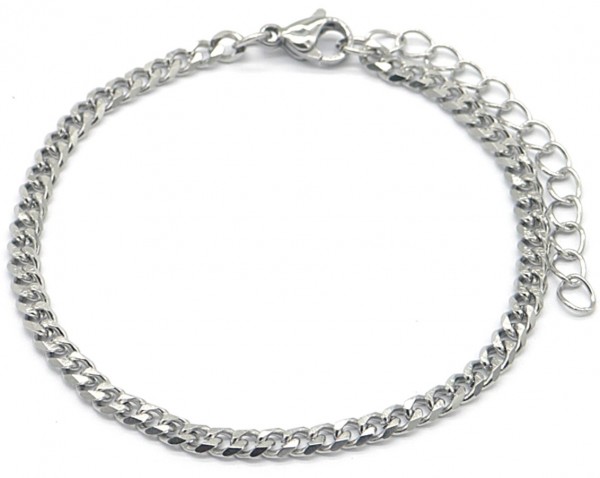 B-D19.3   B019-015S S. Steel 4mm Chain Bracelet Silver